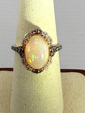 LeVian Opal Ring with Diamonds - Size 6.5